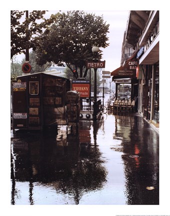 Framed Sidewalk in Rain Print