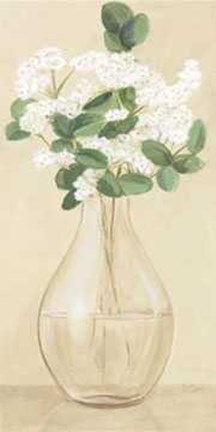 Framed White Flowers in Bottle 1 Print