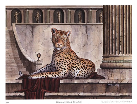 Framed Temple Leopards II Print