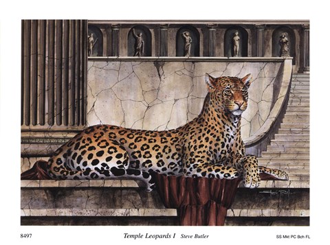 Framed Temple Leopards I Print