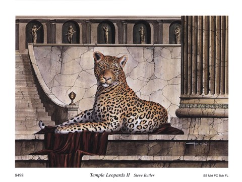 Framed Temple Leopards II Print