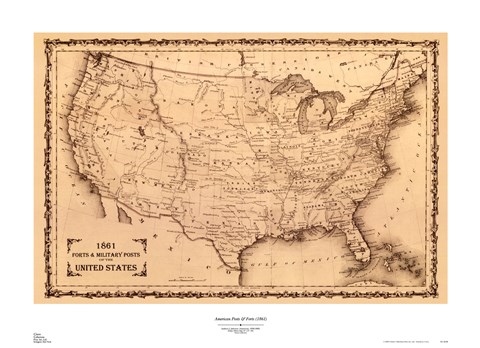 Framed American Posts &amp; Forts,1861 Print