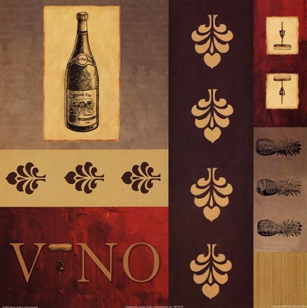 Framed Vino in Red II Print