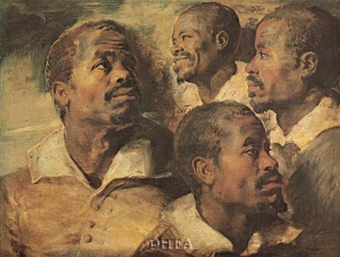Framed Four Negro Heads Print