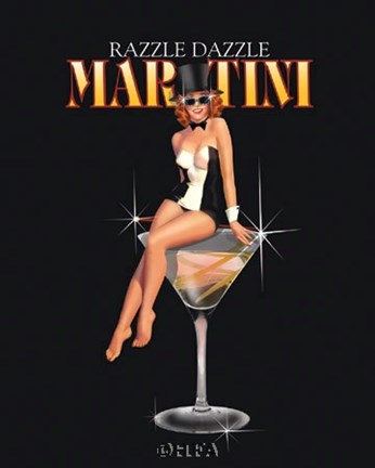 Framed Razzle Dazzle Martini Print