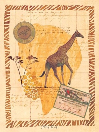 Framed Travel Giraffe Print