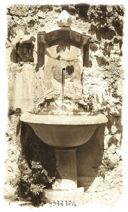 Framed Fountain with Basin Print