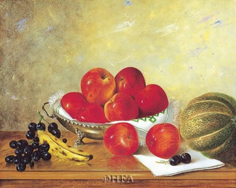 Framed Still Life with Red Apples Print