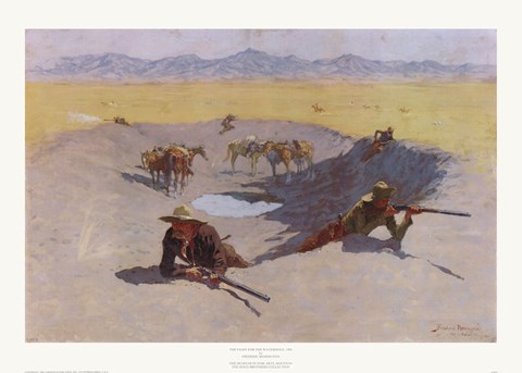 Framed Fight for the Waterhole Print