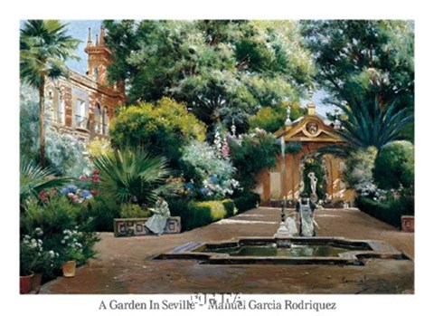Framed Garden in Seville Print