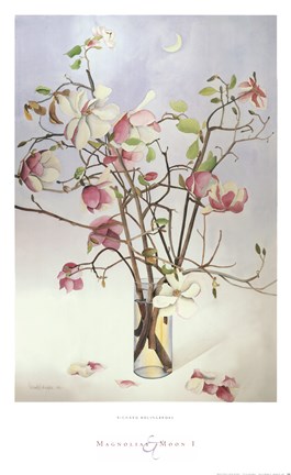 Framed Magnolias &amp; Moon I Print