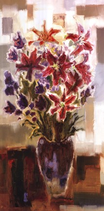 Framed Lilies in Purple Vase Print