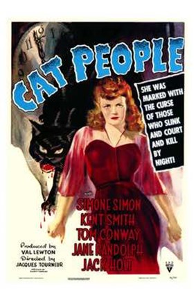 Framed Cat People Red Dress Print