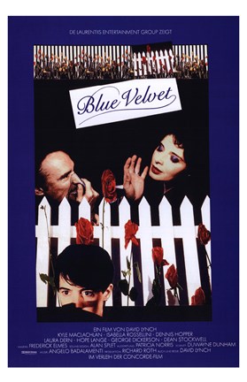 Framed Blue Velvet White Picket Fence Print