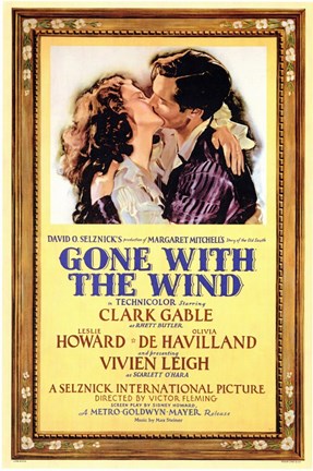 Framed Gone with the Wind Framed Kissing Movie Advetisement Print