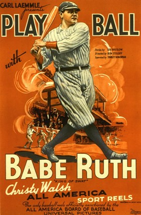Framed Play Ball with Babe Ruth Print