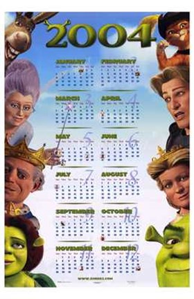 Framed Shrek 2 Calendar 2004 Print