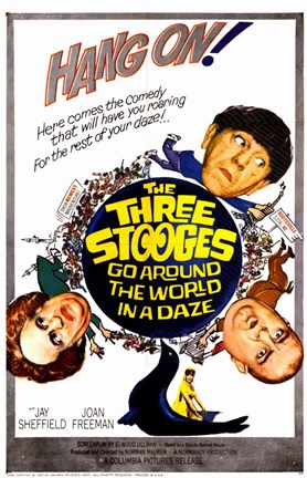 Framed Three Stooges Go Around the World in a D Print