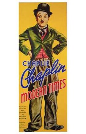 Framed Modern Times Bowler Hat Charlie Chaplin Tall Print
