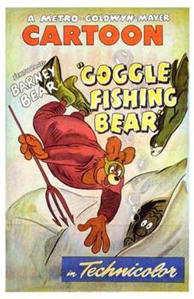 Framed Goggle Fishing Bear Print
