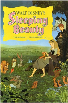 Framed Sleeping Beauty with Forest Creatures Print