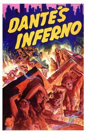 Framed Dante&#39;s Inferno - red Print