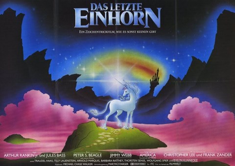 Framed Last Unicorn - German with Rainbow Print
