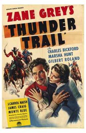 Framed Thunder Trail By Zane Grey Print