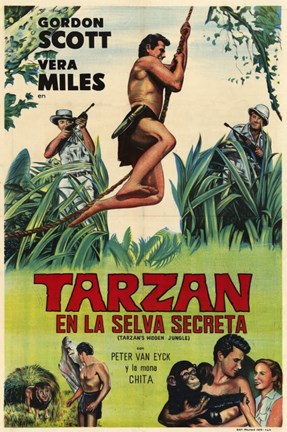 Framed Tarzan&#39;s Hidden Jungle, c.1955 (Spanish) - style A Print