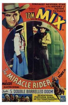 Framed Miracle Rider Tom Mix Double Barrelled Doom Print