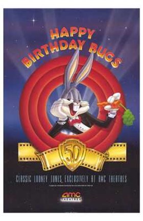 Framed Amc Theatres Bugs Bunny&#39;s 50Th Print