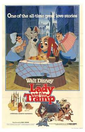 Framed Lady and the Tramp Great All-time Love Story Print