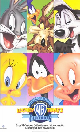 Framed Warner Brothers Looney Tunes Cartoon Characters Print
