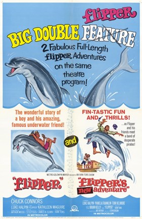 Framed Flipper&#39;s New Adventure Film Print