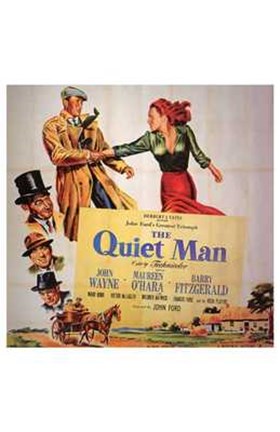 Framed Quiet Man Cast O&#39;Hara and Wayne Print