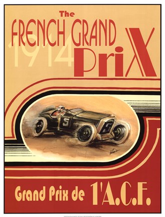 Framed Printed French Grand Prix 1914 Print