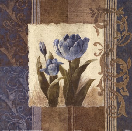 Framed Blue Tulip Scroll Print