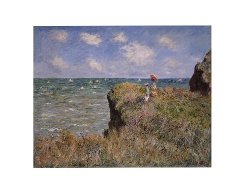 Framed Cliff Walk at Pourville, c.1882 Print