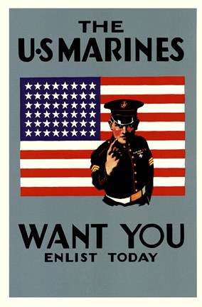Framed Marines Recruiting Poster Print