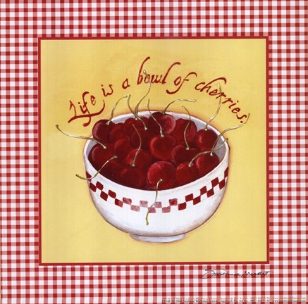 Framed Bowl of Cherries Print