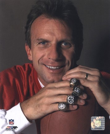 Framed Joe Montana -4 Super Bowl Rings Print