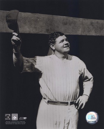 Framed Babe Ruth - Tipping cap, sepia Print