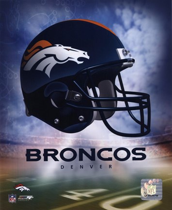 Framed Denver Broncos Helmet Logo Print