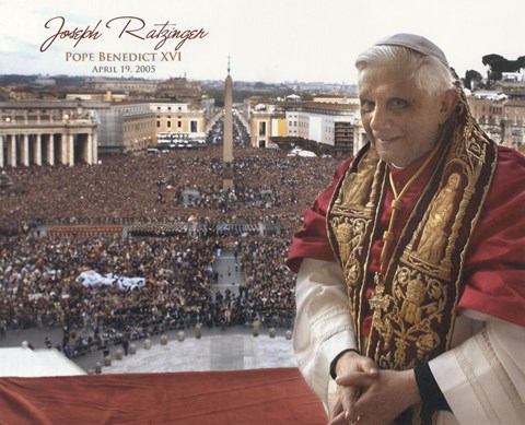 Framed Pope Benedict XVI - Horiz.(Crowd) Print