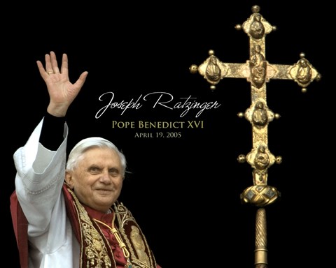Framed Pope Benedict XVI - Horiz. (Cross) Print