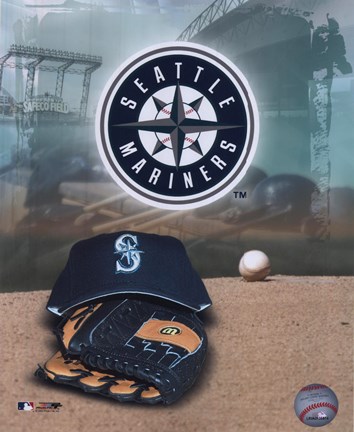 Framed Seattle Mariners - &#39;05 Logo / Cap and Glove Print