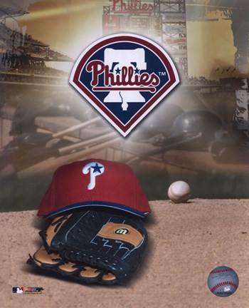 Framed Philadelphia Phillies - &#39;05 Logo / Cap and Glove Print