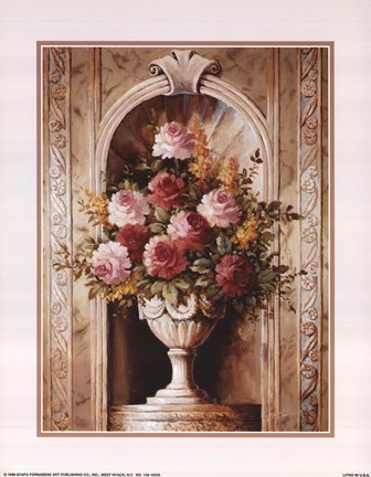 Framed Assorted Roses In Urn Print