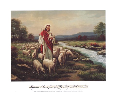 Framed Jesus The Shepherd (Verse) Print