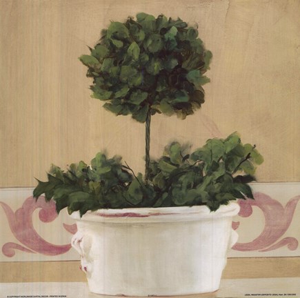 Framed Green Plant In White Pot Print